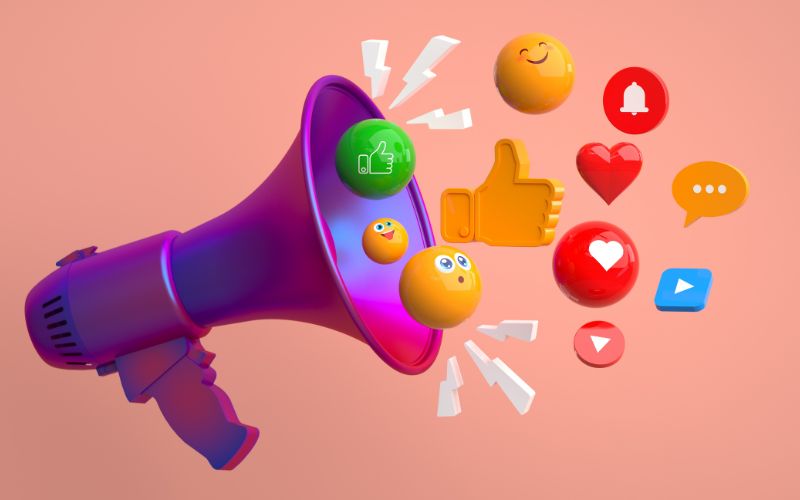 A colorful explosion of likes, shares, and comments.