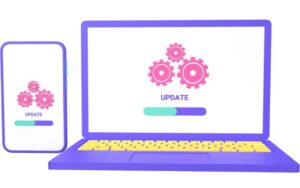 Progress bar moving, signifying a system update in progress.